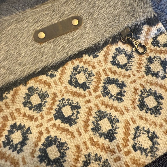 Myra Bag Tan and Gray Crossbody with Pattern - Picture 2 of 4